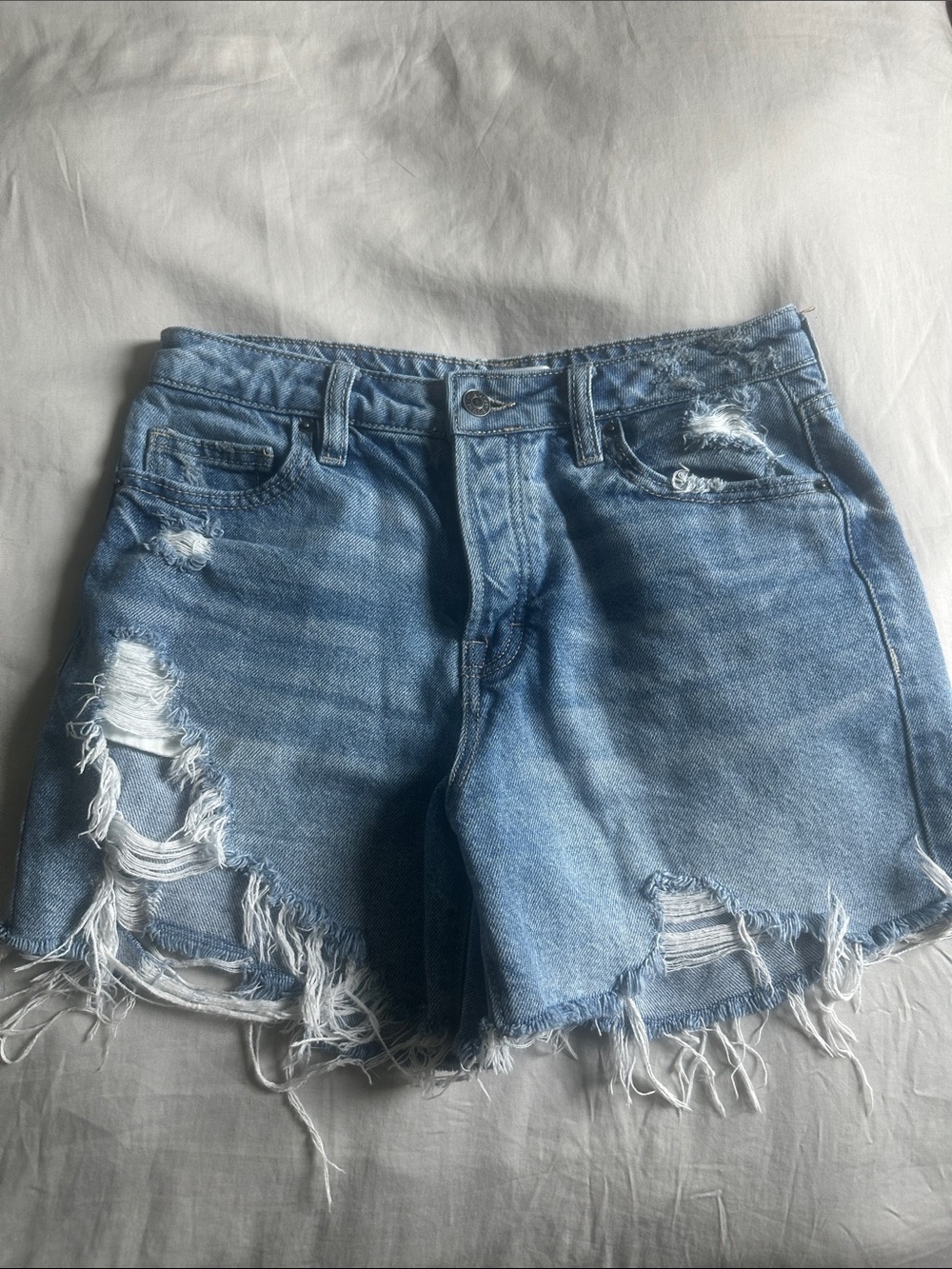 HIdden Distressed Light Blue Denim Shorts - Women's